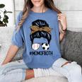 Soccer Baseball Mom Of Both Messy Bun Leopard Mother's Day Women's Comfort Colors T-Shirt Chalky Mint