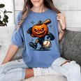 Spooky Halloween Scary Pumpkin Baseball Player Witchy Vibes Women's Comfort Colors T-Shirt Chalky Mint Spooky Halloween Scary Pumpkin Baseball Player Witchy Vibes Women's Comfort Colors T-Shirt Chalky Mint