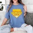 Strike Out Childhood Cancer Boys Baseball Drip Gold Ribbon Women's Comfort Colors T-Shirt Chalky Mint