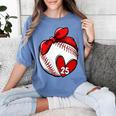 Womens Custom Baseball Mom Number 25 Heart For Mom Mommy Women's Comfort Colors T-Shirt Chalky Mint