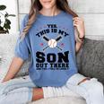 Yes This Is My Son Out There Baseball Mom Women's Comfort Colors T-Shirt Chalky Mint