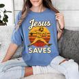 Youth Boy Baseball Jesus Saves Christian Baseball Religious Women's Comfort Colors T-Shirt Chalky Mint