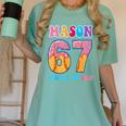 6 7 Mason Baseball Drip Number 67 Player Or 67th Birthday Women's Comfort Colors T-Shirt Violet 6 7 Mason Baseball Drip Number 67 Player Or 67th Birthday Women's Comfort Colors T-Shirt Violet