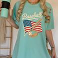 American Flag Baseball Player Bat Fan Catcher Pitcher USA Women's Comfort Colors T-Shirt Violet American Flag Baseball Player Bat Fan Catcher Pitcher USA Women's Comfort Colors T-Shirt Violet