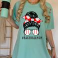 Baseball Mom Leopard Messy Bun Game Day Women's Comfort Colors T-Shirt Violet