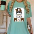 Baseball Mom Women Messy Bun Leopard Mother's Day Women's Comfort Colors T-Shirt Violet