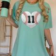 Baseball Number 11 Distressed Heart For Baseball Moms Women's Comfort Colors T-Shirt Violet Baseball Number 11 Distressed Heart For Baseball Moms Women's Comfort Colors T-Shirt Violet