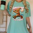 Baseball Player Christmas Gingerbread Smashing Through Snow Women's Comfort Colors T-Shirt Violet Baseball Player Christmas Gingerbread Smashing Through Snow Women's Comfort Colors T-Shirt Violet