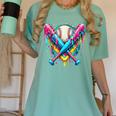 Baseball Player Ice Cream Drip Women's Comfort Colors T-Shirt Violet Baseball Player Ice Cream Drip Women's Comfort Colors T-Shirt Violet