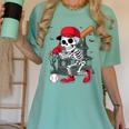 Baseball Skeleton Halloween Playing Women's Comfort Colors T-Shirt Violet Baseball Skeleton Halloween Playing Women's Comfort Colors T-Shirt Violet