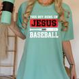This Boy Runs On Jesus And Baseball Christian Baseball Women's Comfort Colors T-Shirt Violet This Boy Runs On Jesus And Baseball Christian Baseball Women's Comfort Colors T-Shirt Violet