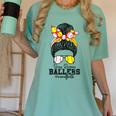 Busy Raising Ballers Softball Messy Bun Baseball Mom Women's Comfort Colors T-Shirt Violet Busy Raising Ballers Softball Messy Bun Baseball Mom Women's Comfort Colors T-Shirt Violet