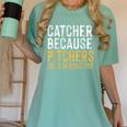 Catcher Because Pitchers Need Heroes Too Baseball Team Women's Comfort Colors T-Shirt Violet Catcher Because Pitchers Need Heroes Too Baseball Team Women's Comfort Colors T-Shirt Violet