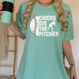 Chicks Dig The Pitcher Baseball Women's Comfort Colors T-Shirt Violet Chicks Dig The Pitcher Baseball Women's Comfort Colors T-Shirt Violet