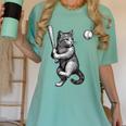 Cute Kitten Playing Baseball Hitter Bat Cool Baseball Cat Women's Comfort Colors T-Shirt Violet