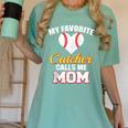 My Favorite Catcher Calls Me Mom Catcher Baseball Mom Heart Women's Comfort Colors T-Shirt Violet