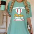 My Favorite Pitcher Calls Me MomMom Pitcher Baseball Mom Mom Women's Comfort Colors T-Shirt Violet