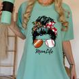 Football Mom Baseball Mom Life Messy Bun Mom Of Both Women's Comfort Colors T-Shirt Violet Football Mom Baseball Mom Life Messy Bun Mom Of Both Women's Comfort Colors T-Shirt Violet