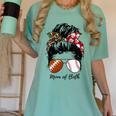 Football Mom Baseball Mom Of Both Messy Bun Mother's Day Women's Comfort Colors T-Shirt Violet Football Mom Baseball Mom Of Both Messy Bun Mother's Day Women's Comfort Colors T-Shirt Violet