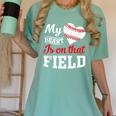 My Heart Is On That Field Baseball Player Baseball Mom Women's Comfort Colors T-Shirt Violet My Heart Is On That Field Baseball Player Baseball Mom Women's Comfort Colors T-Shirt Violet