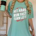 Hit Hard Run Fast Turn Left Baseball Fan Red Graphic Women's Comfort Colors T-Shirt Violet Hit Hard Run Fast Turn Left Baseball Fan Red Graphic Women's Comfort Colors T-Shirt Violet