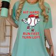 Hit Hard Run Fast Turn Left Baseball Player Women's Comfort Colors T-Shirt Violet Hit Hard Run Fast Turn Left Baseball Player Women's Comfort Colors T-Shirt Violet
