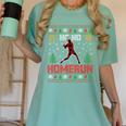 Ho Ho Homerun Xmas Sports Player Baseball Ugly Christmas Women's Comfort Colors T-Shirt Violet Ho Ho Homerun Xmas Sports Player Baseball Ugly Christmas Women's Comfort Colors T-Shirt Violet