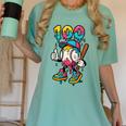 Ice Cream Drip Baseball Party 100 Days Of School Teacher Women's Comfort Colors T-Shirt Violet