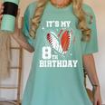 It's My 8th Birthday Baseball Football Heart 8 Year Old Women's Comfort Colors T-Shirt Violet