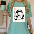 Japanese Grumpy Frog Baseball Player Baseball Women's Comfort Colors T-Shirt Violet