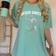 Jesus Saves Shirt Religious Christian Faith Baseball Women's Comfort Colors T-Shirt Violet Jesus Saves Shirt Religious Christian Faith Baseball Women's Comfort Colors T-Shirt Violet