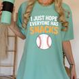I Just Hope Everyone Has Snacks Baseball Game Day Fan Women's Comfort Colors T-Shirt Violet I Just Hope Everyone Has Snacks Baseball Game Day Fan Women's Comfort Colors T-Shirt Violet