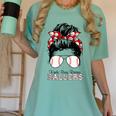 Kinda Busy Raising Ballers Messy Bun Funny Baseball Mom Women's Comfort Colors T-Shirt Violet