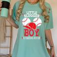 Little Slugger Boy Coming Soon Baby Announcement Baseball Women's Comfort Colors T-Shirt Violet