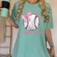 Mama Biggest Fan Coquette Bow Baseball Mom Fan Mother's Day Women's Comfort Colors T-Shirt Violet