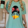 Messy Bun Baseball Mom Turkey Face Matching Thanksgiving Women's Comfort Colors T-Shirt Violet Messy Bun Baseball Mom Turkey Face Matching Thanksgiving Women's Comfort Colors T-Shirt Violet
