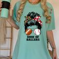 Mom Of Ballers Messy Bun Football Mom Baseball Mom Of Both Premium Tri-Blend Women's Comfort Colors T-Shirt Violet