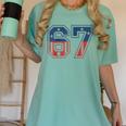 Number 67 USA Raglan Baseball Tee Women's Comfort Colors T-Shirt Violet