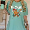 Oh Snap Gingerbreadman Christmas Baseball Humor Women's Comfort Colors T-Shirt Violet