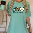 Peace Love Baseball Lover Motif For Women Pink Baseball Mom Women's Comfort Colors T-Shirt Violet