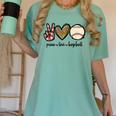 Peace Love Baseball Mom Leopard Print Cheetah Pattern Women's Comfort Colors T-Shirt Violet
