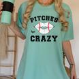 Pitches Be Crazy Baseball Moms Softball Players Hey Batter Women's Comfort Colors T-Shirt Violet Pitches Be Crazy Baseball Moms Softball Players Hey Batter Women's Comfort Colors T-Shirt Violet