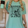 Raised In a Pen Baseball Pitcher Saying Bullpen Women's Comfort Colors T-Shirt Violet