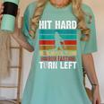 Retro Hit Hard Run Fast Turn Left Baseball Lover Women's Comfort Colors T-Shirt Violet