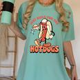 Retro Just Here For The Hotdogs Baseball Mom Sport Lover Women's Comfort Colors T-Shirt Violet