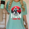 Run I Dare You Baseball Ball Player Catcher Coach Tee Women's Comfort Colors T-Shirt Violet