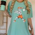 Skeleton Batting Baseball Halloween Women's Comfort Colors T-Shirt Violet Skeleton Batting Baseball Halloween Women's Comfort Colors T-Shirt Violet
