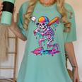 Skelton Playing Baseball Halloween Baseball Drip Boys Kids Women's Comfort Colors T-Shirt Violet Skelton Playing Baseball Halloween Baseball Drip Boys Kids Women's Comfort Colors T-Shirt Violet