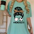 Soccer Baseball Mom Of Both Messy Bun Leopard Mother's Day Women's Comfort Colors T-Shirt Violet