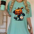 Spooky Halloween Scary Pumpkin Baseball Player Witchy Vibes Women's Comfort Colors T-Shirt Violet Spooky Halloween Scary Pumpkin Baseball Player Witchy Vibes Women's Comfort Colors T-Shirt Violet